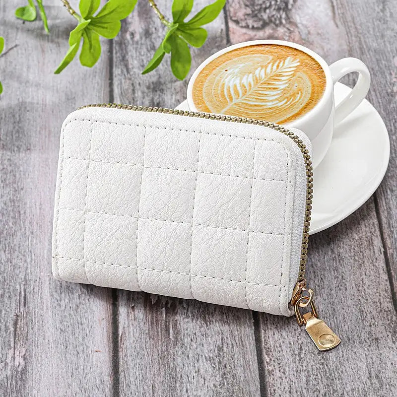 White Zip Wallet